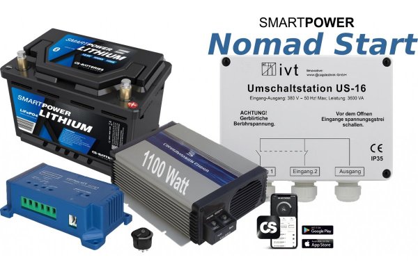 Smart Power Nomad Start � Lithium pakket 100Ah / Omvormer 1100W / installatie incl.