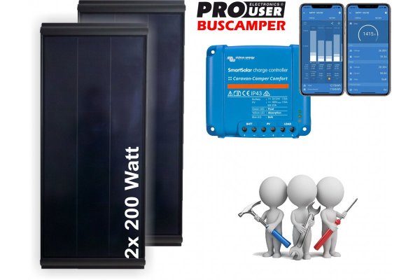 Zonnepaneel BUSCAMPER 2x 200 Watt inclusief regelaar en installatie (400Watt)