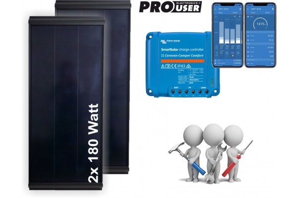 Zonnepaneel camper  2x 180 Watt inclusief regelaar en installatie  (360Watt)